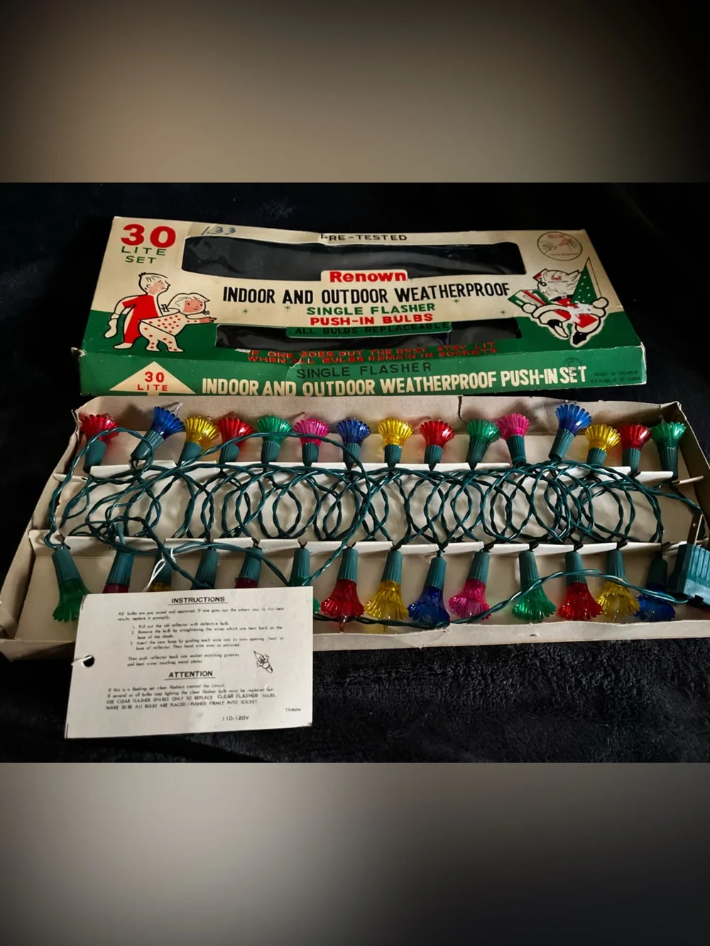 Vintage Renown Christmas Push-In Lights - 30 Count